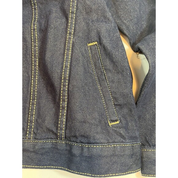 Collections Etc Denim Jacket Size Medium Blue Embroidered Floral Boho Art - Picture 9 of 13